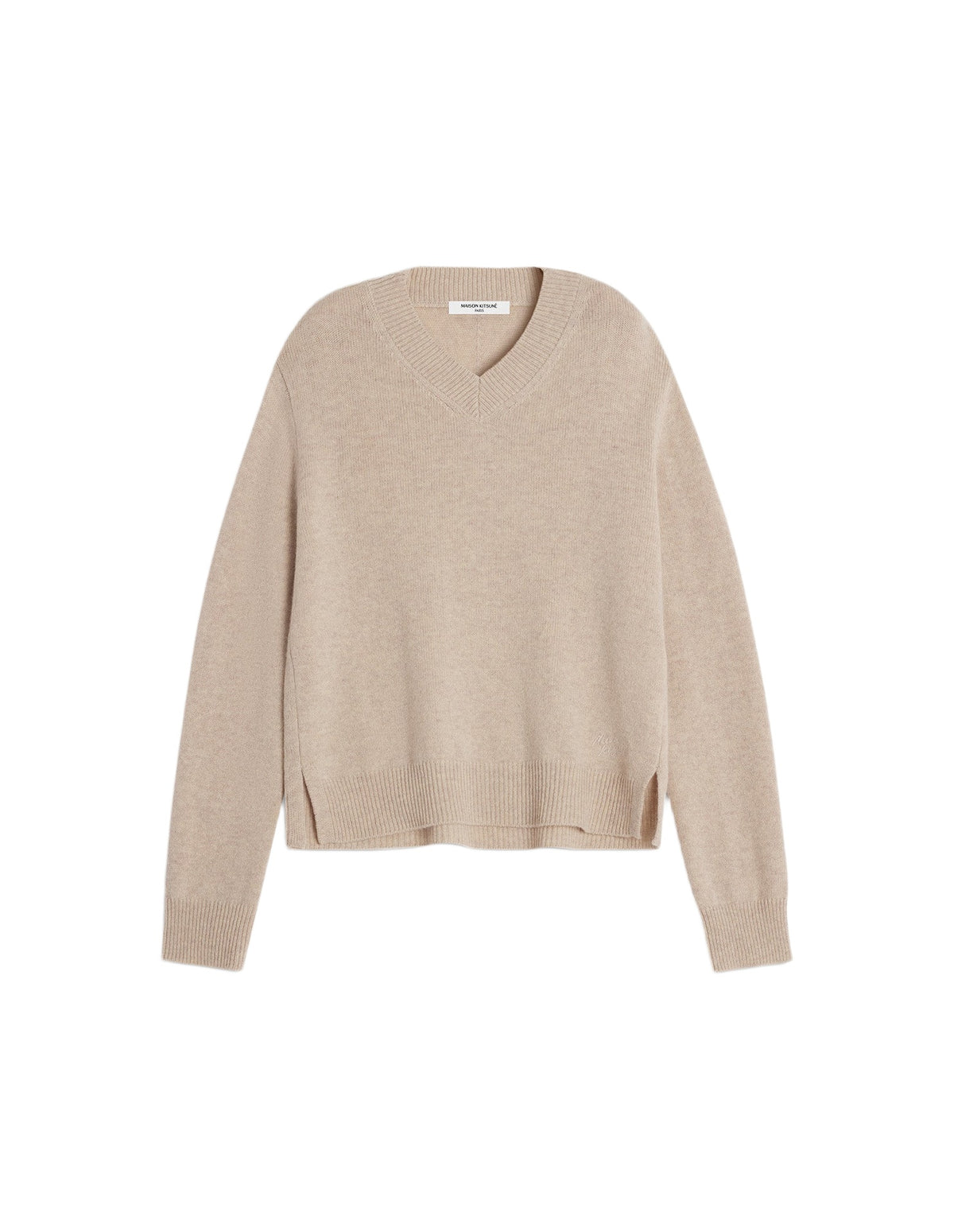 Pull à col V en laine - Light Beige