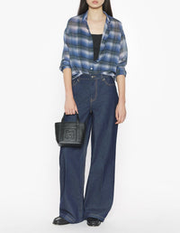 Pantalon large en denim - Indigo