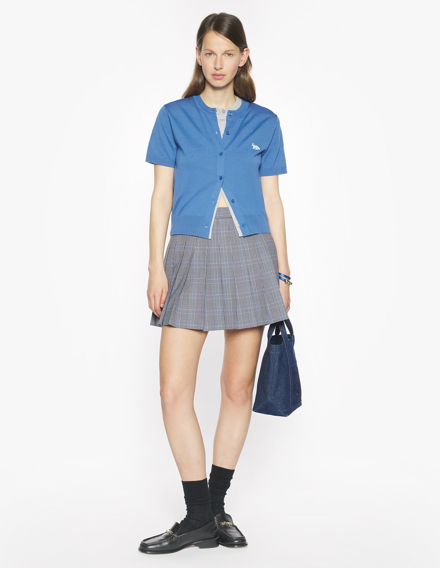 Mini Pleated Skirt - Navy/Dutch Blue