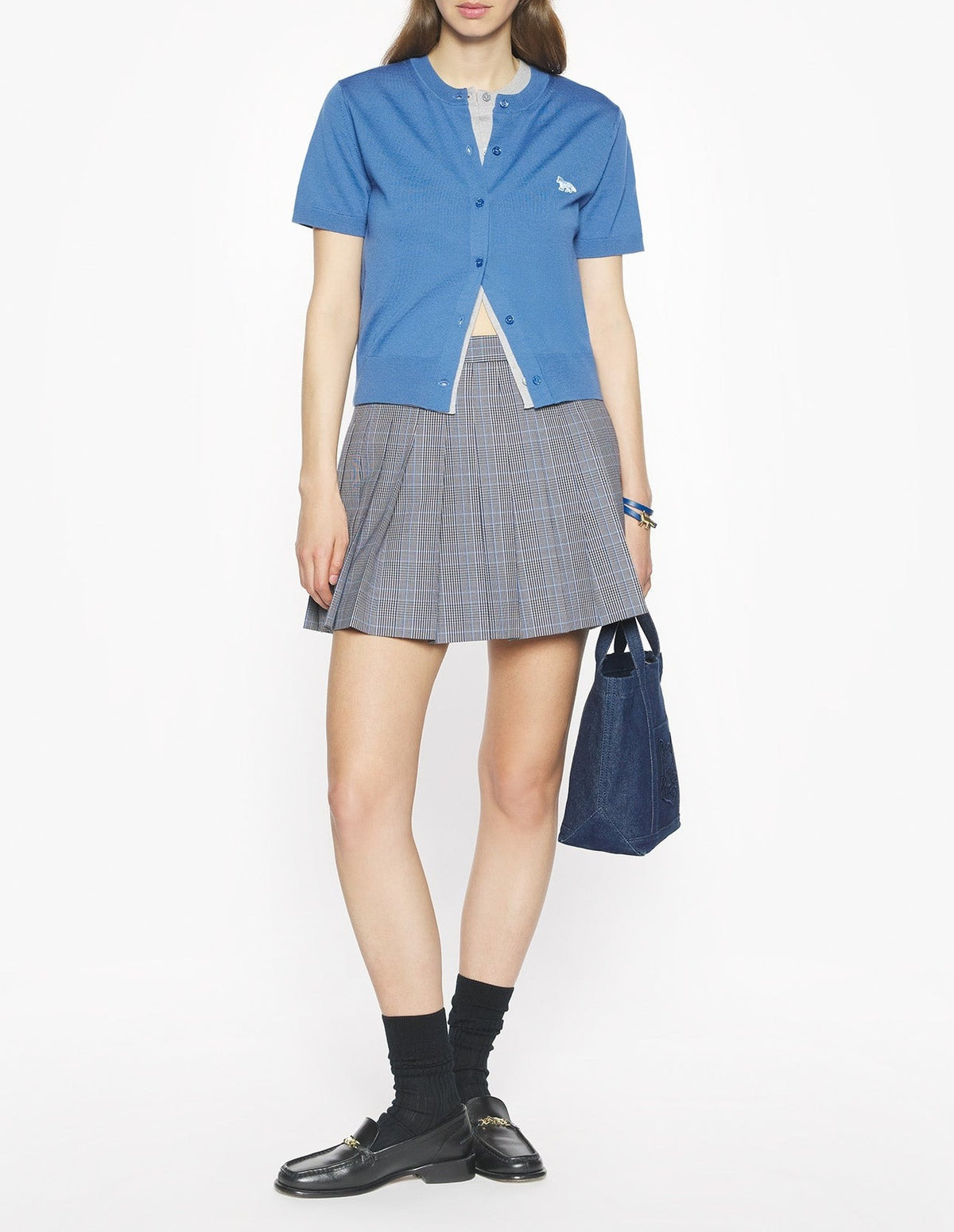 Jupe courte plissée en laine - Navy & Dutch Blue