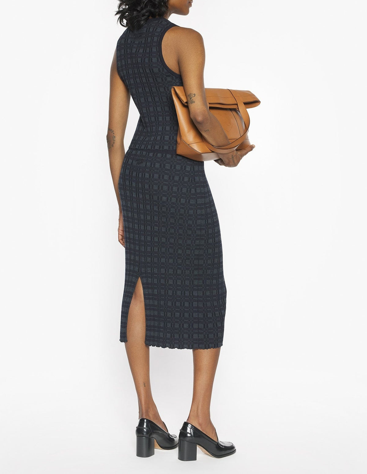 Jupe midi en laine - Navy & Medium Grey