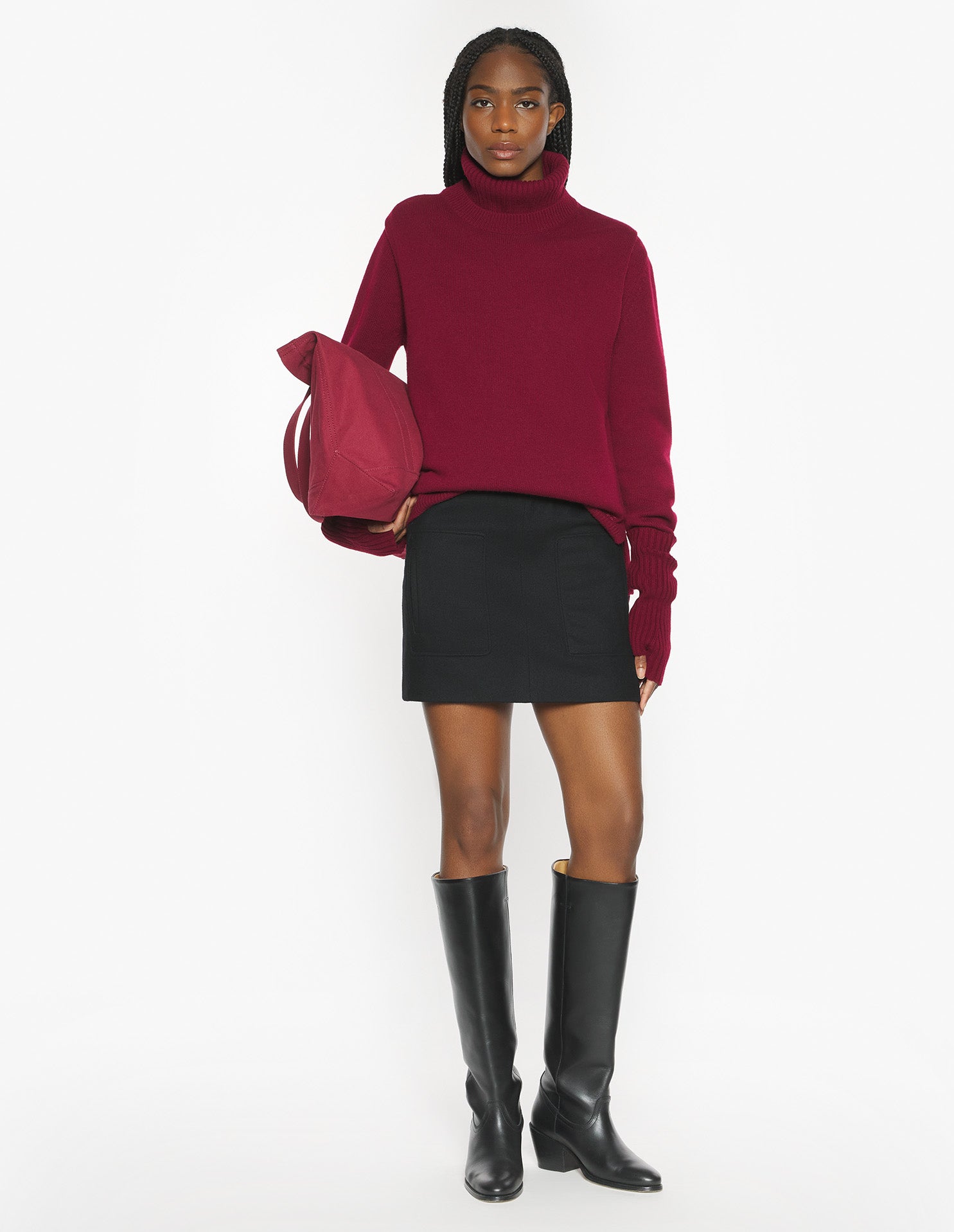 Mini Wool Skirt - Black
