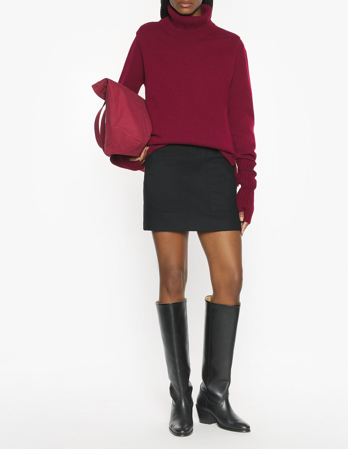 Jupe courte en laine - Black