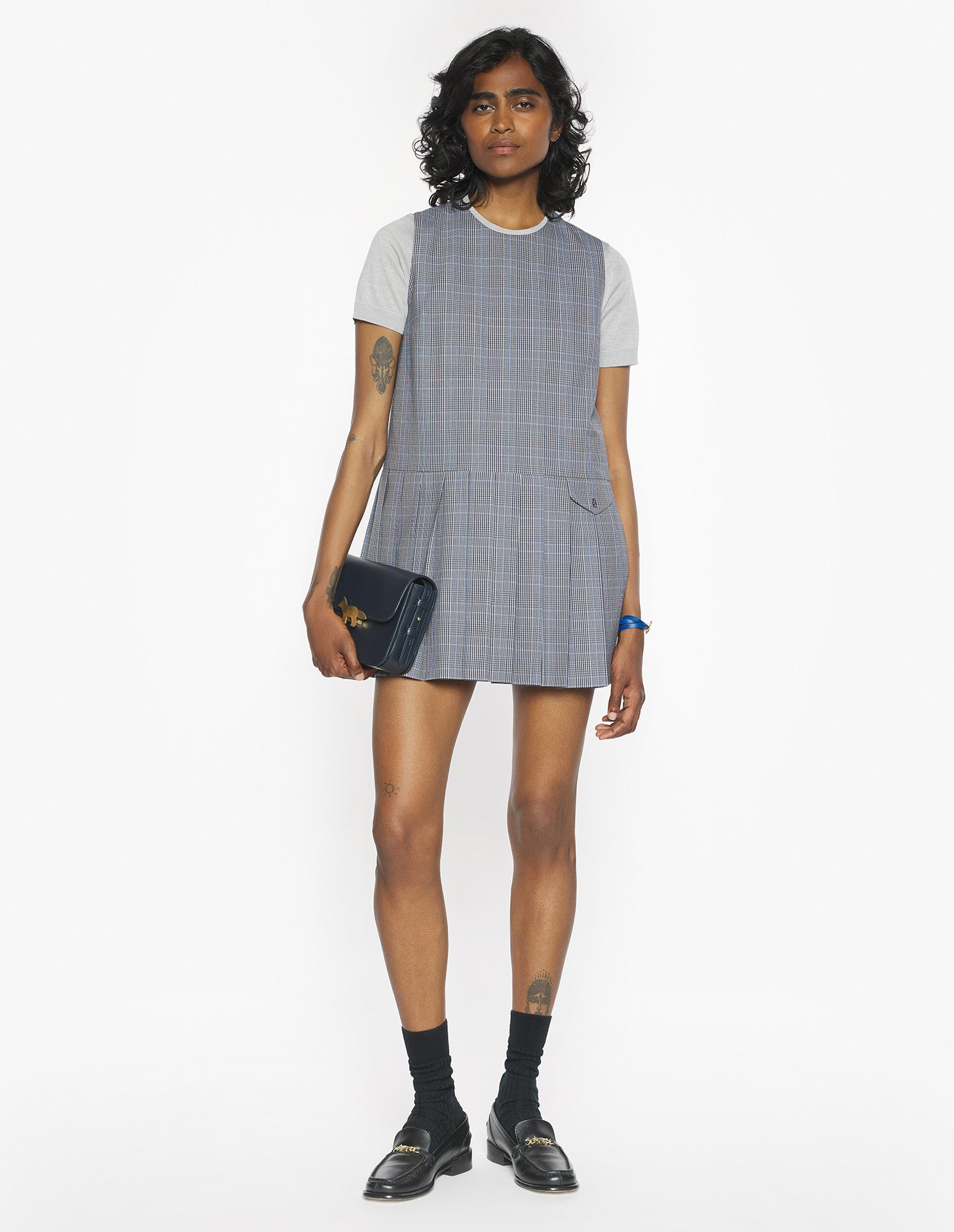 Mini Pleated Dress - Navy/Dutch Blue