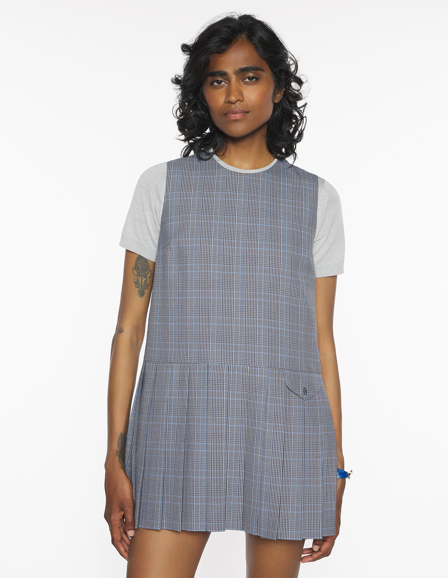 Mini Pleated Dress - Navy/Dutch Blue