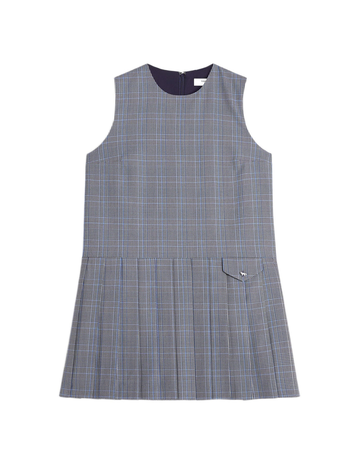 Robe courte plissée en laine - Navy & Dutch Blue