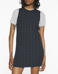 Robe courte à carreaux en laine - Navy & Medium Grey
