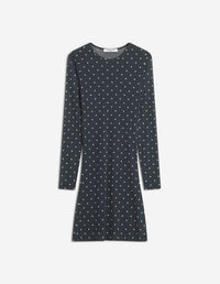 Polka Dot Mesh Mini Dress - Black/White