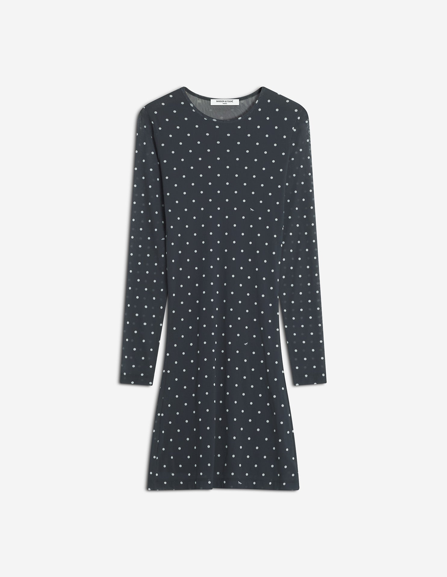 Polka Dot Mesh Mini Dress - Black/White