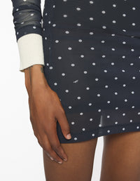 Polka Dot Mesh Mini Dress - Black/White