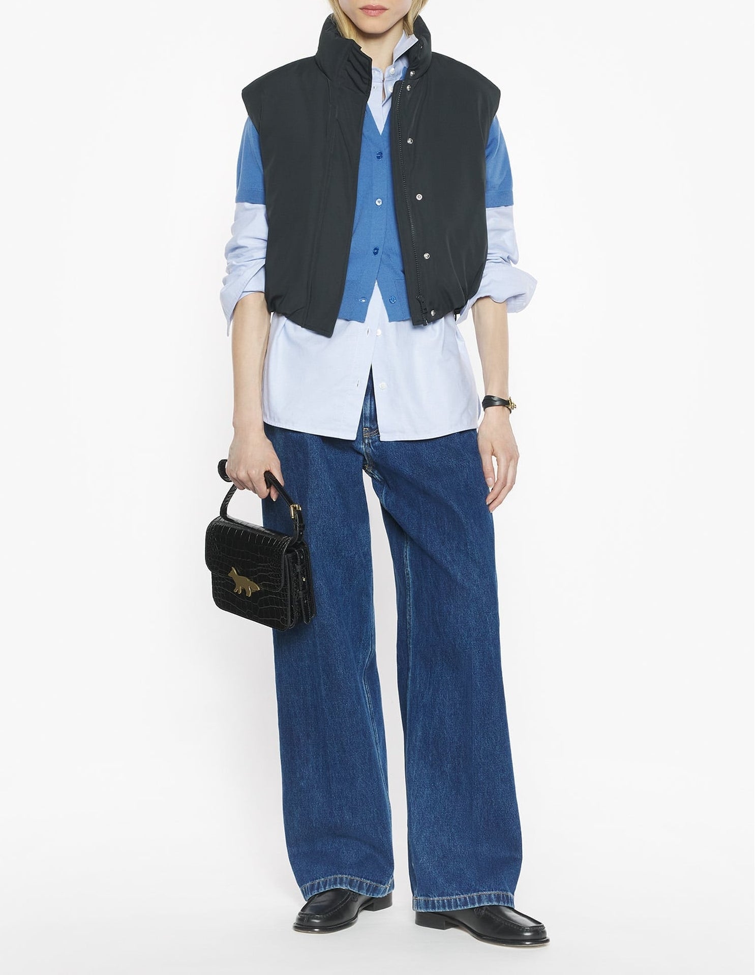 Sleeveless down jacket in water-repellent fabric - Black