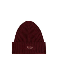 Bonnet avec écusson brodé en laine - Red Brown