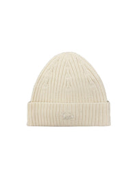 Bonnet avec écusson brodé en laine - Off-White