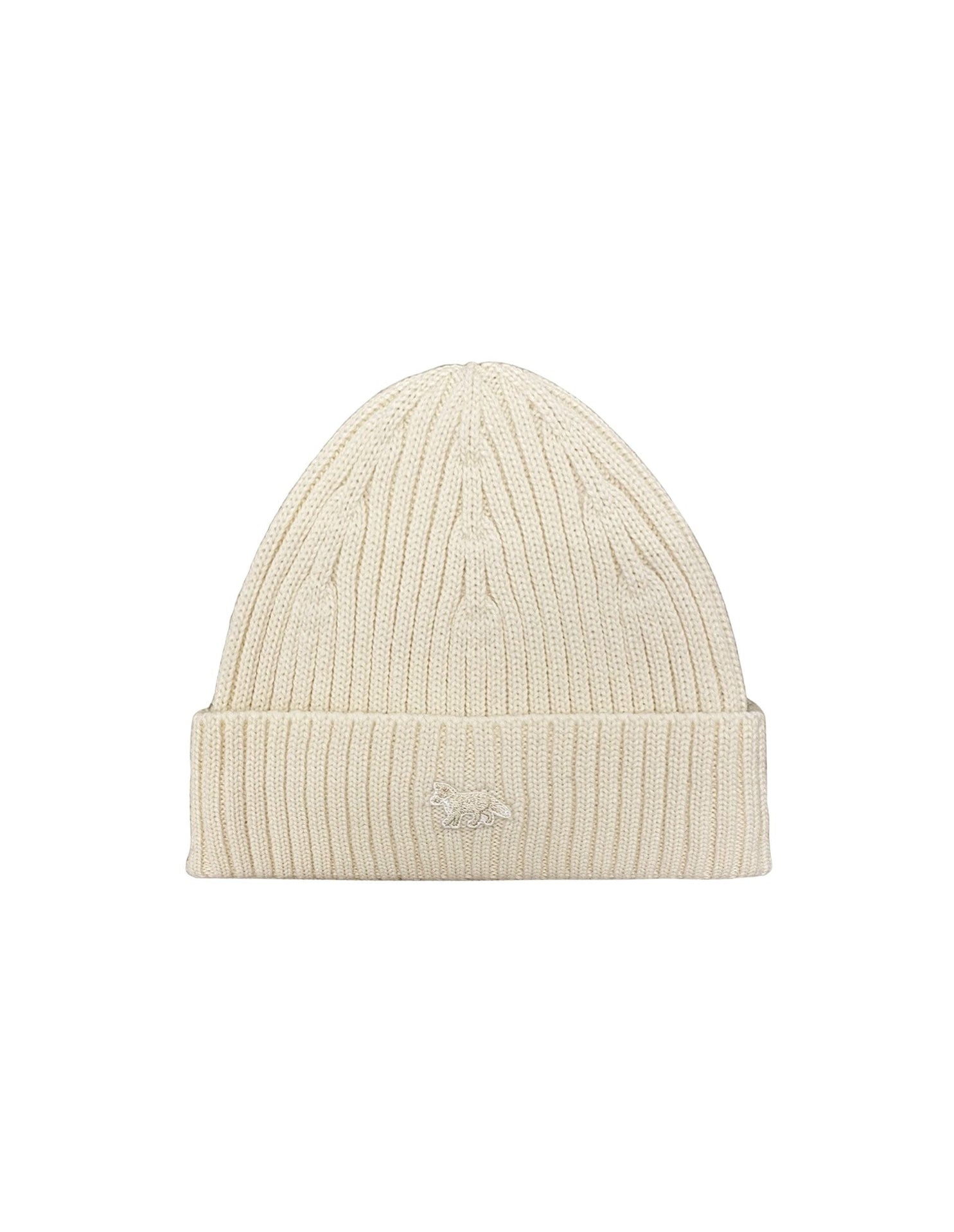 Bonnet avec écusson brodé en laine - Off-White