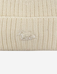 Bonnet avec écusson brodé en laine - Off-White