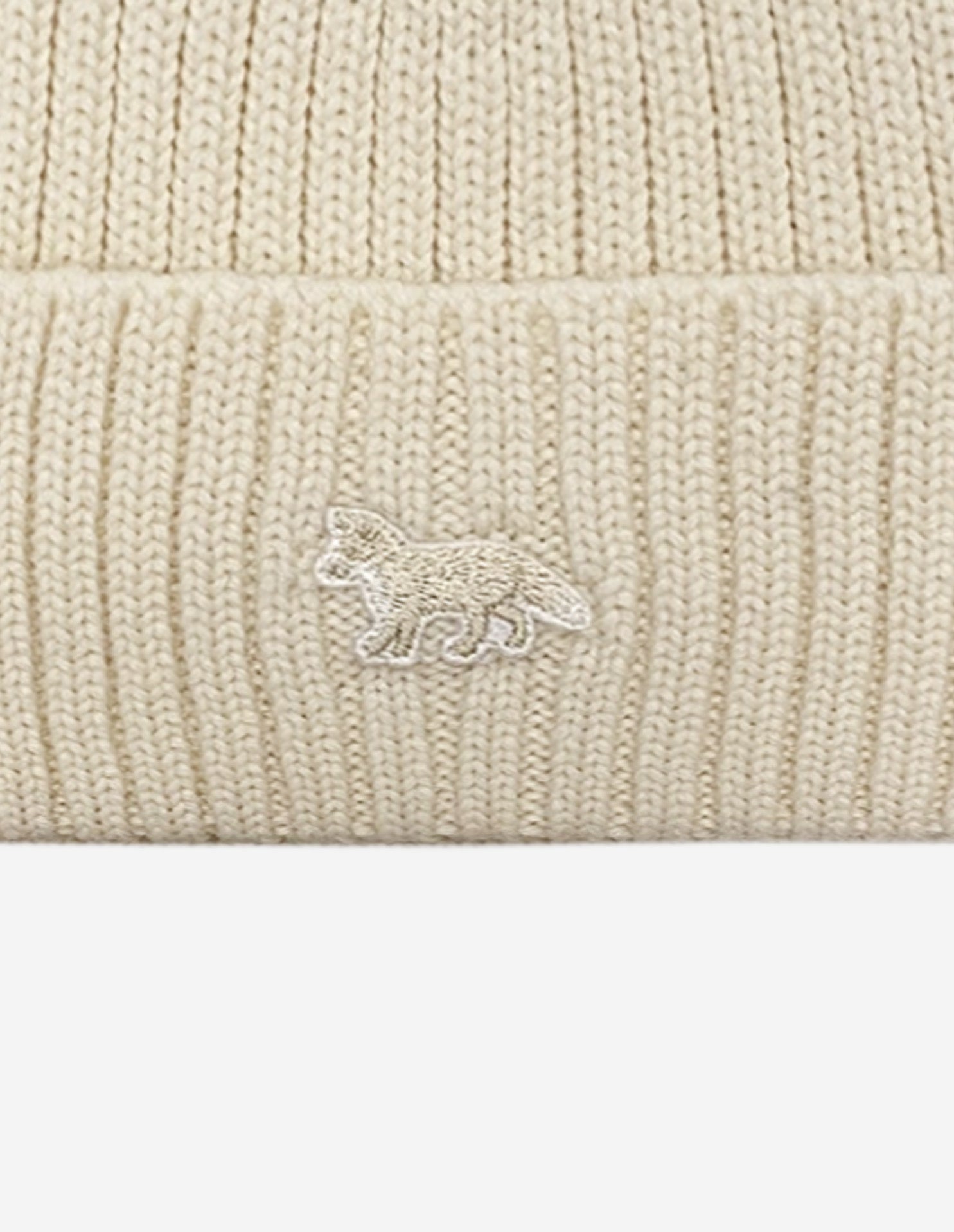 Bonnet avec écusson brodé en laine - Off-White