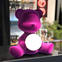 Teddy Girl LED lamp with velvet finish - Fuxia