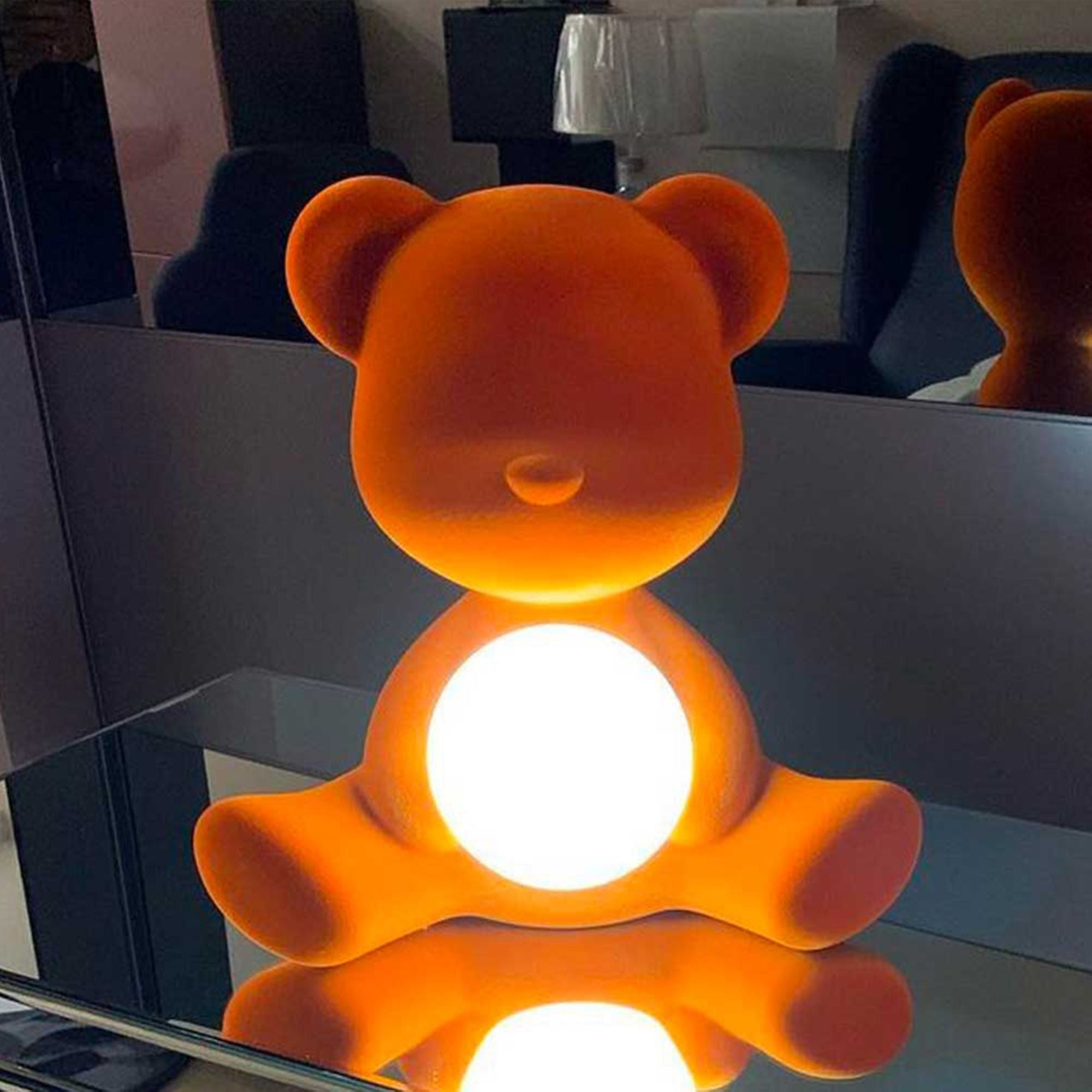 Teddy Girl LED lamp with velvet finish - Fuxia