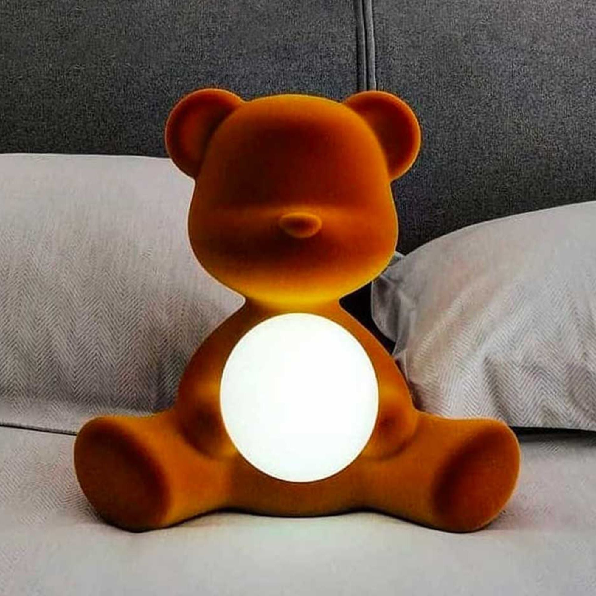 Teddy Girl LED lamp with velvet finish - Orange