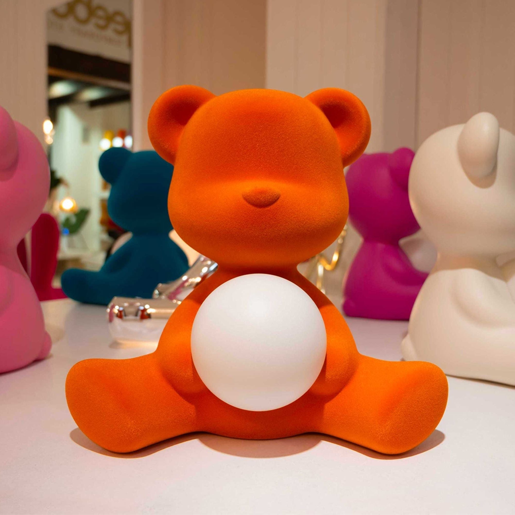 Teddy Girl LED lamp with velvet finish - Orange