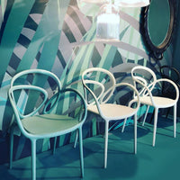 Set of 2 Loop chairs with cushions - White