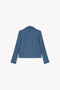 Vest en tweed poche plaque - Bleu Moyen