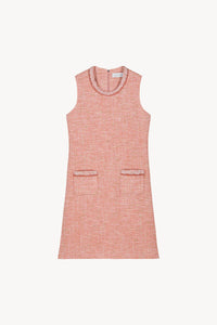 Robe en tweed sans manche - Abricot