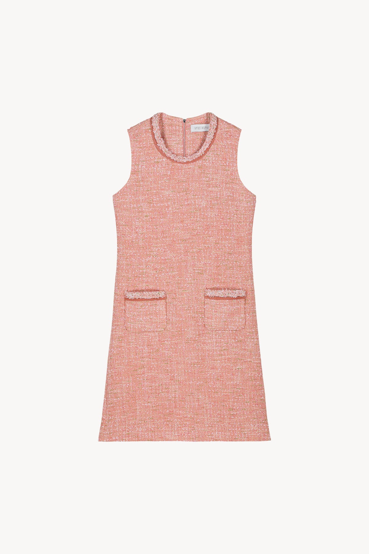 Robe en tweed sans manche - Abricot
