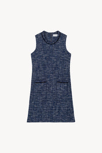 Robe en tweed sans manche - Marine
