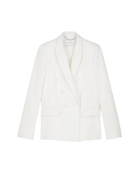 6-button double-breasted linen jacket - Optical White