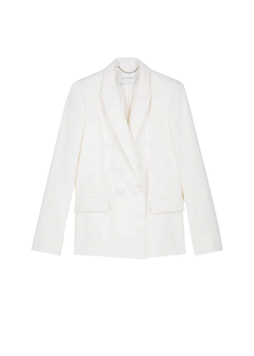6-button double-breasted linen jacket - Optical White