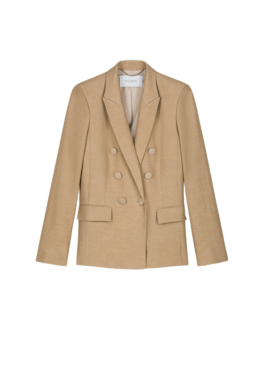 6-button double-breasted linen jacket - Beige