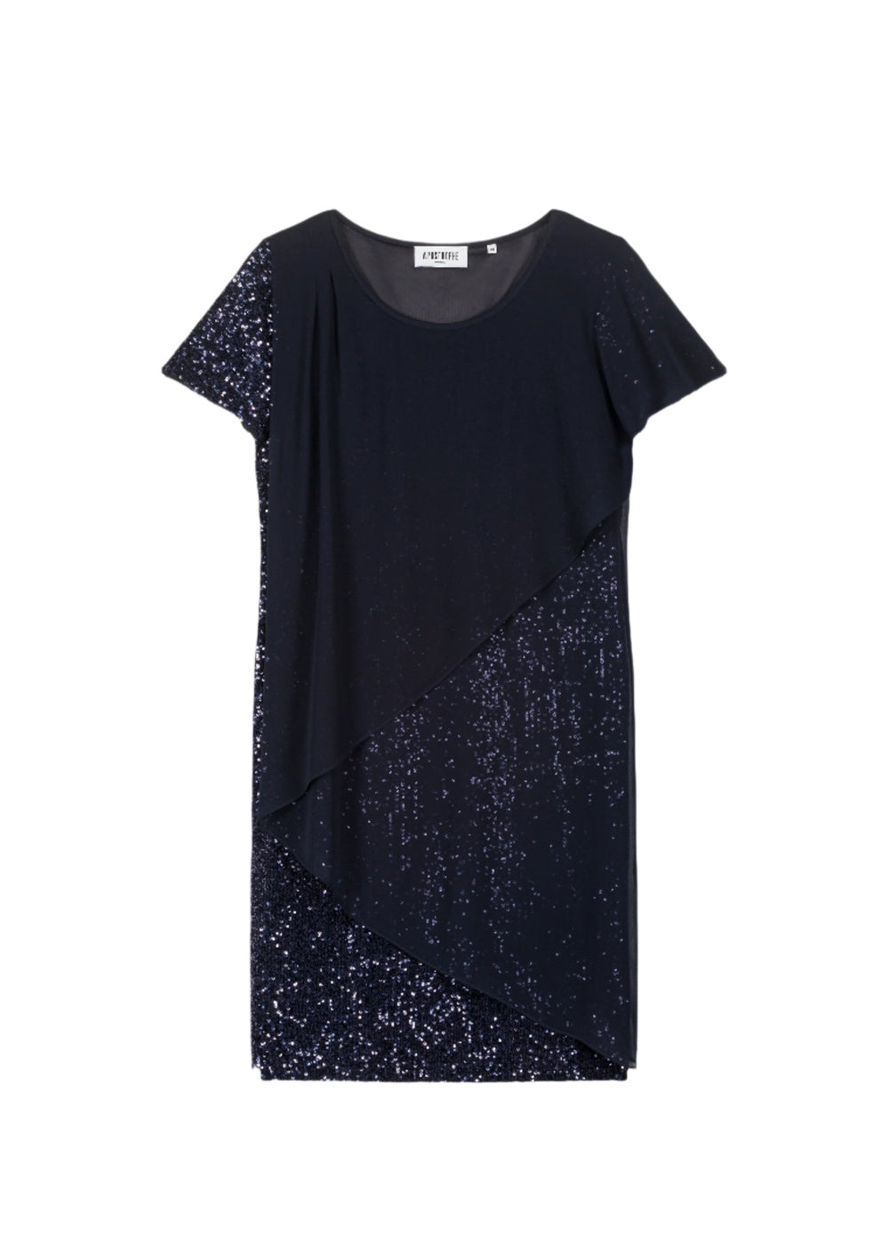 Robe courte à paillettes en soie - Marine