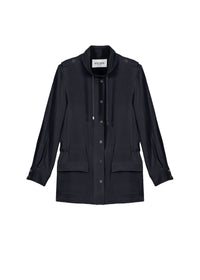 Mid-length silk safari jacket - Navy
