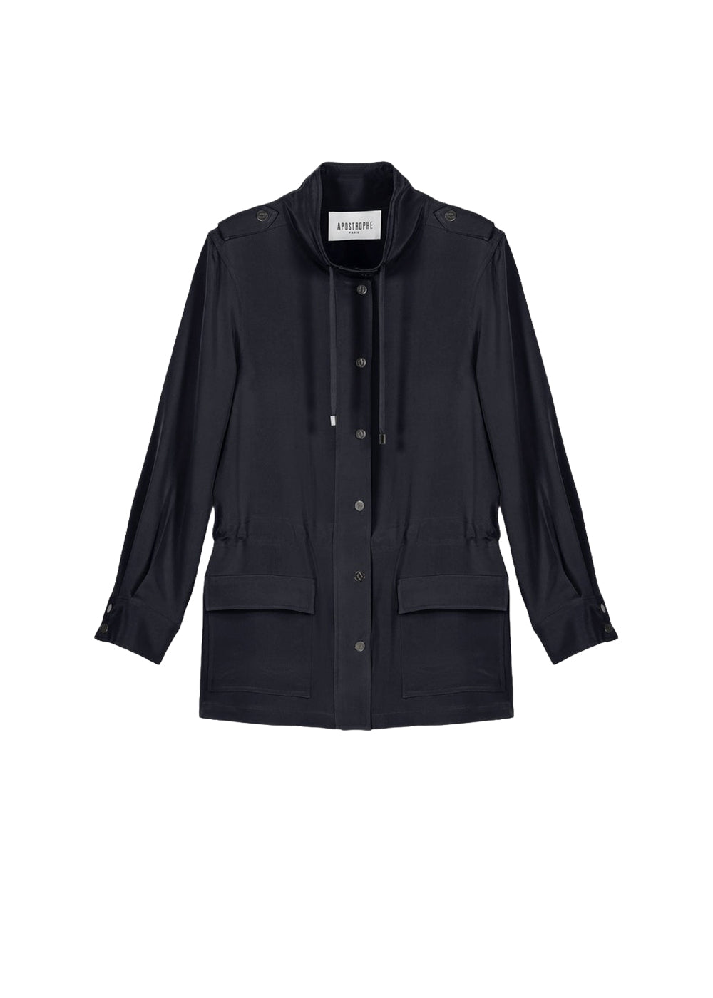 Mid-length silk safari jacket - Navy