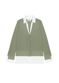 Gilet à détails chemise en laine - Kaki