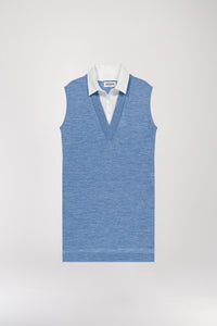 Robe trompe l'oeil - Bleu Denim