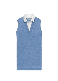 Robe effet trompe-l’œil en laine - Bleu