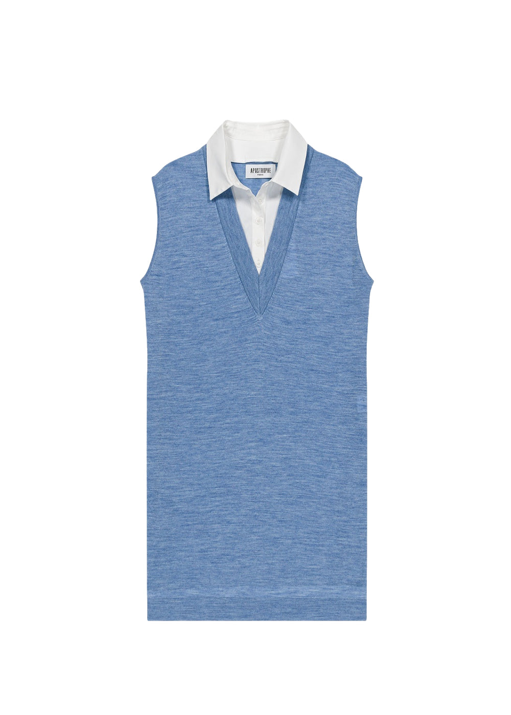 Robe effet trompe-l’œil en laine - Bleu
