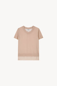 Top manches courtes bi-matiere - Beige Moyen