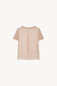 Top manches courtes bi-matiere - Beige Moyen