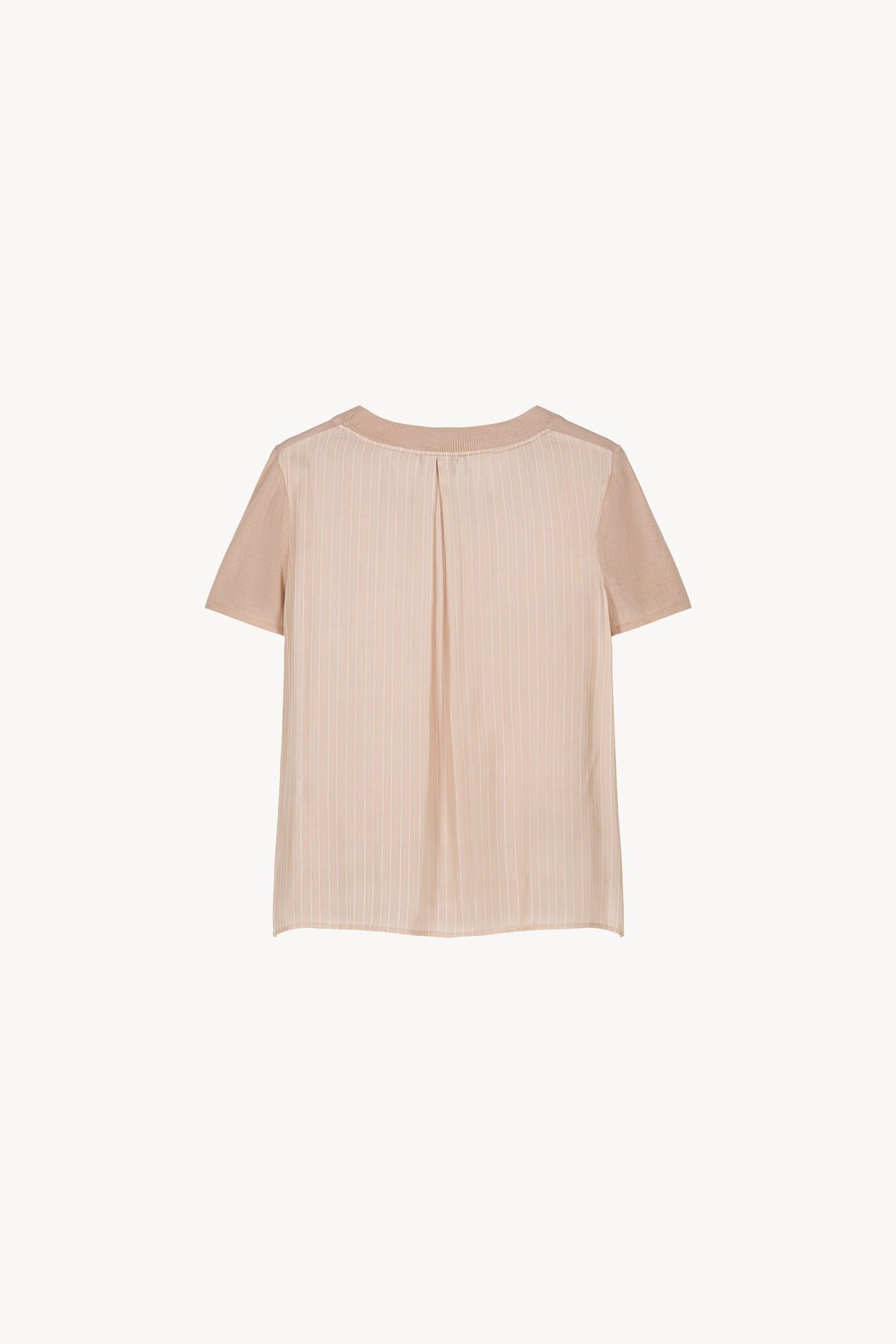 Top manches courtes bi-matiere - Beige Moyen