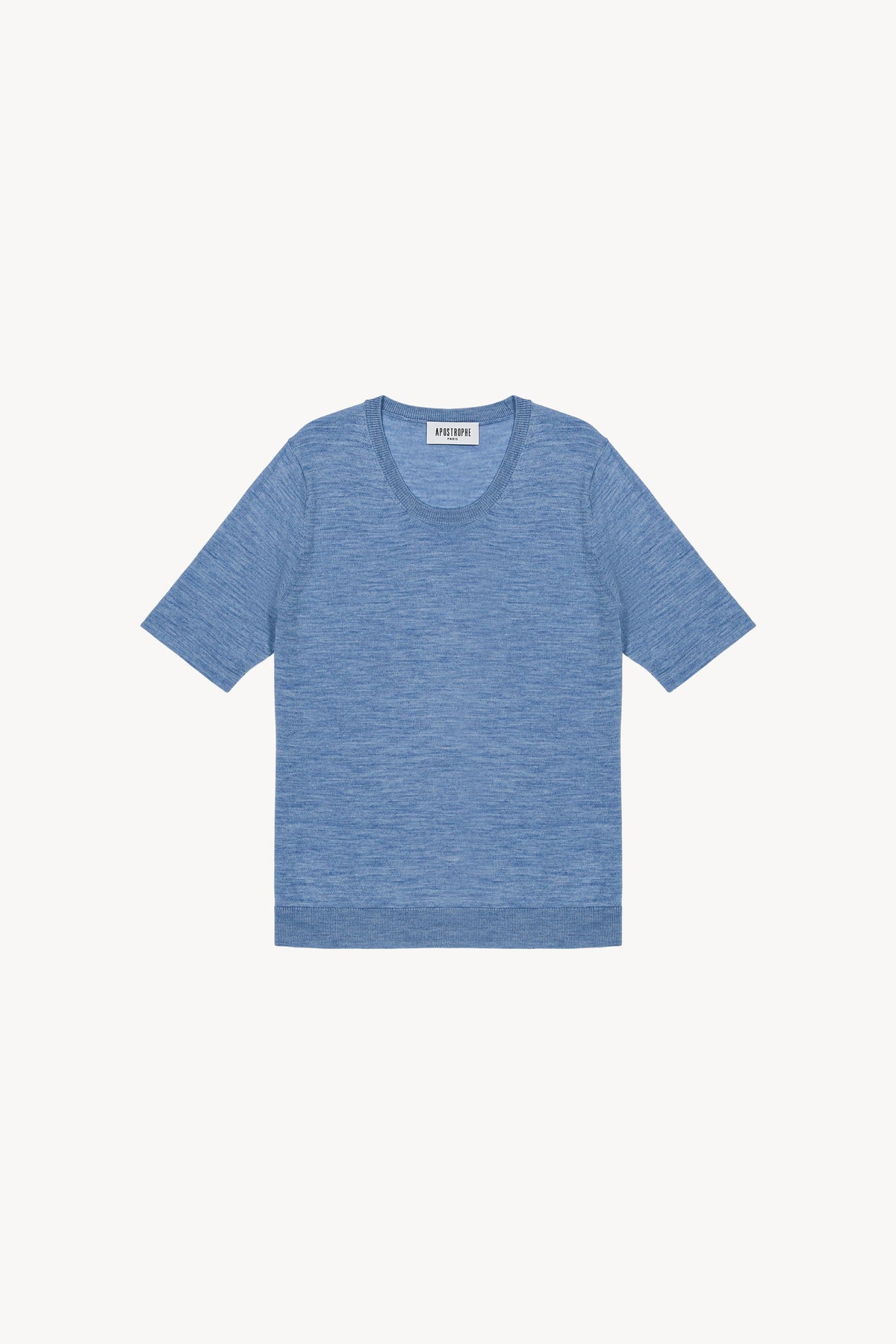 Top manches courtes bi-matiere - Bleu Denim