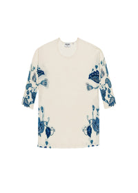 Oversized floral-print woollen jumper - Optical White