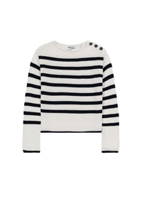 Pull col rond à rayures - Marine