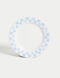 Checkerboard Porcelain Plate - Grey Blue