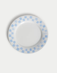 Checkerboard Porcelain Plate - Grey Blue