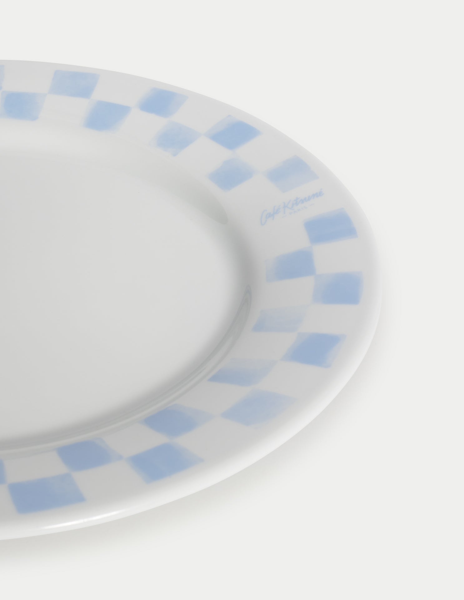 Checkerboard Porcelain Plate - Grey Blue