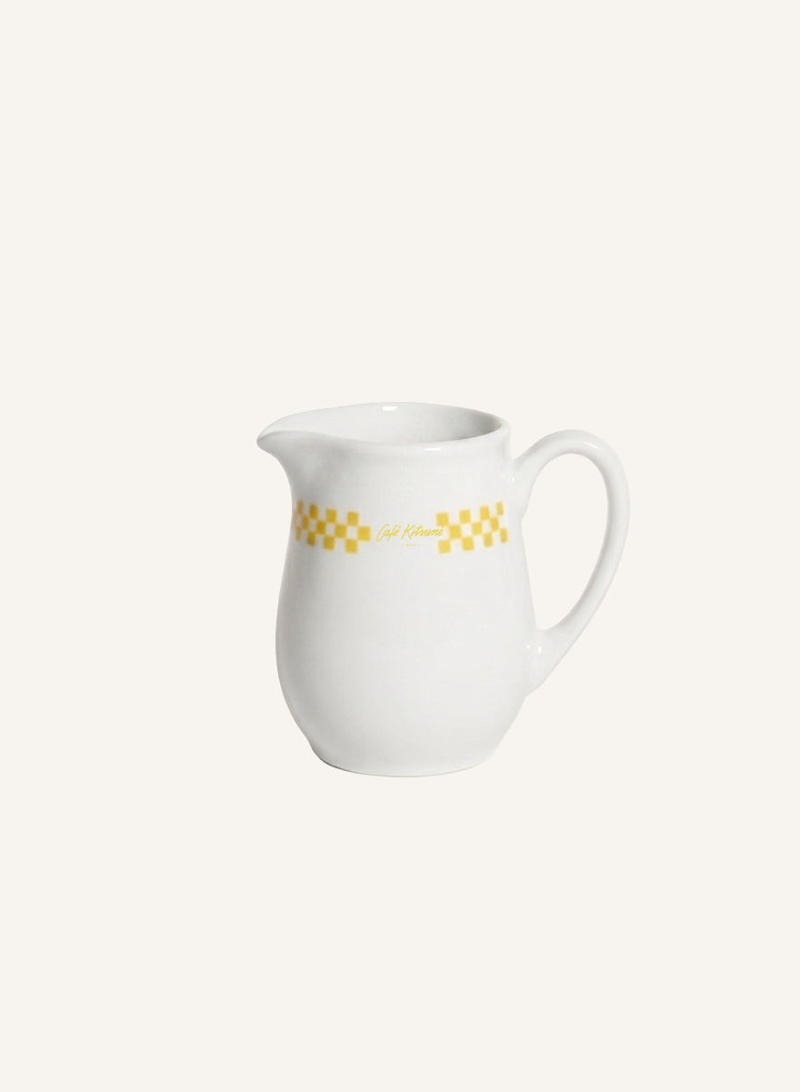 Checkerboard Porcelain Milk Jar - White/Lemonade
