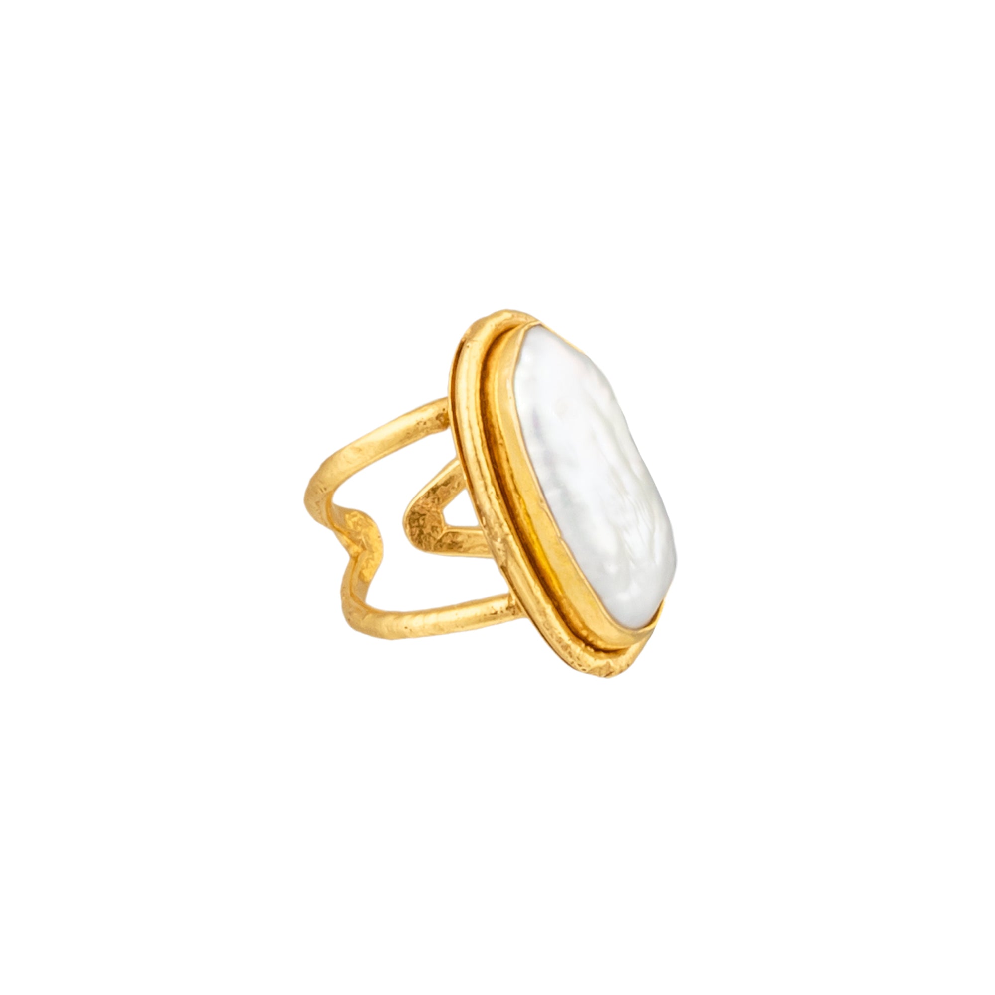 Bague Grace dorée à l'or fin et Perle - Blanc
